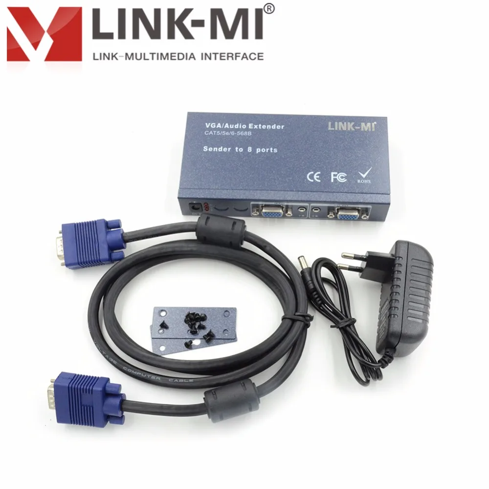 Сплиттер VGA для аудио и видео 8 портов 350 МГц 1x8 100 м 200 300 синий цвет LINK MI|audio video transmitter