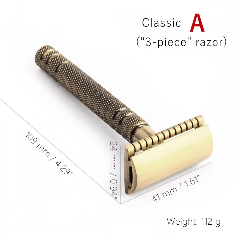 YINTAL Мужская бронзовая Классическая двухсторонняя ручная бритва с длинной ручкой безопасные бритвы для бритья Сменные классические бритвы