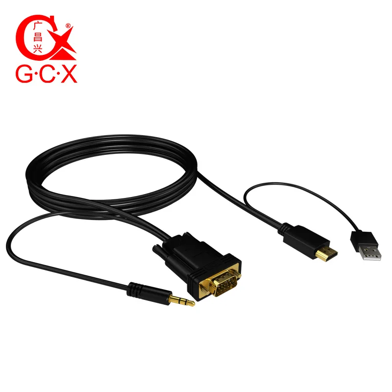 GCX HDMI-VGA кабель 1080P конвертер высокого разрешения адаптер папа-папа HDMI2VGA с аудио