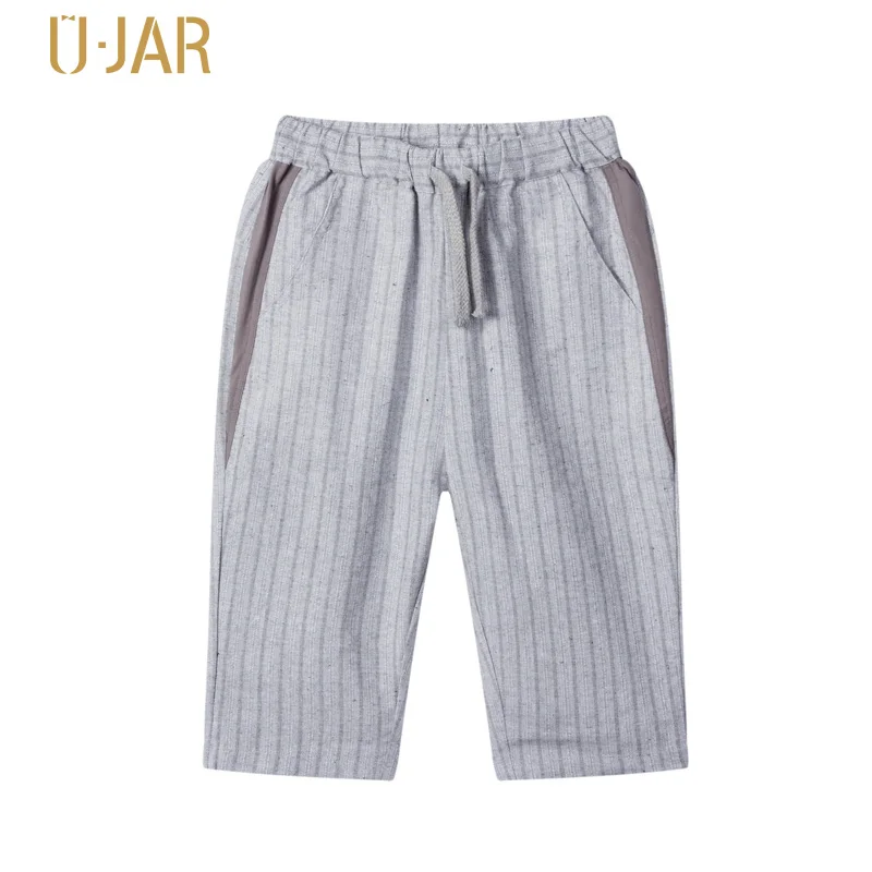 Ujar детей Летняя Новинка 2017 г. вышивка по колено повседневные штаны в полоску для