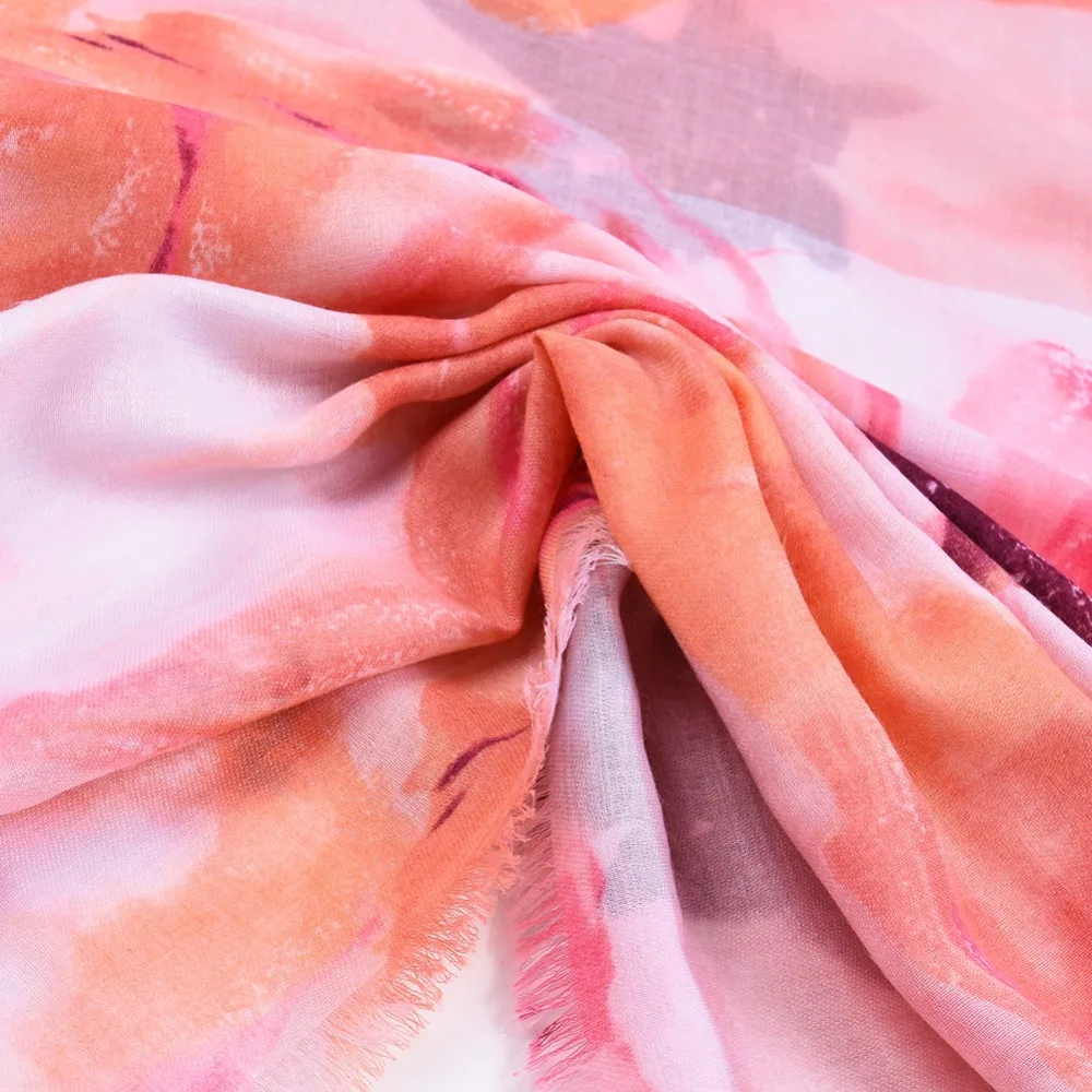 Мода из хлопка с эффектом деграде(переход от темного к Цветочный принт с бахромой шарфы и шали Для женщин шарф с цветами широкий шарф хиджаб 6 Цвет 10 шт./лот;