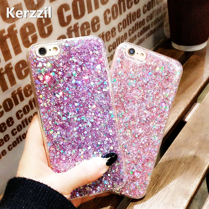 Чехол для телефона Kerzzil яркий блестящий чехол с блестками iPhone X 7 6 S Plus мягкий