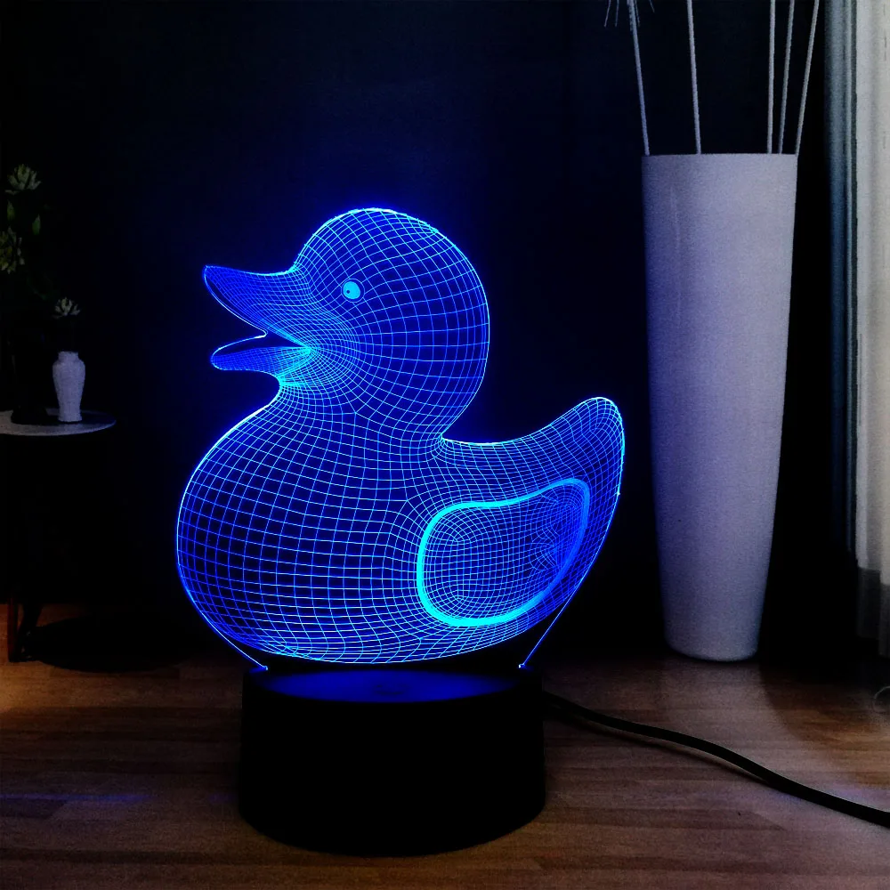 Милые 3D Животные Милая утка 7 цветов новые украшения настольная лампа Детские