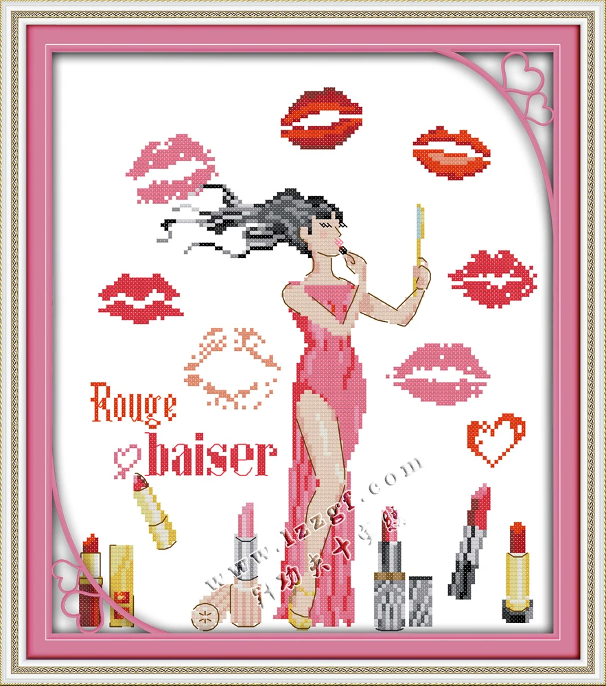 Женский мир-губная помада вышивка нитью китайский набор крестиков напечатанный