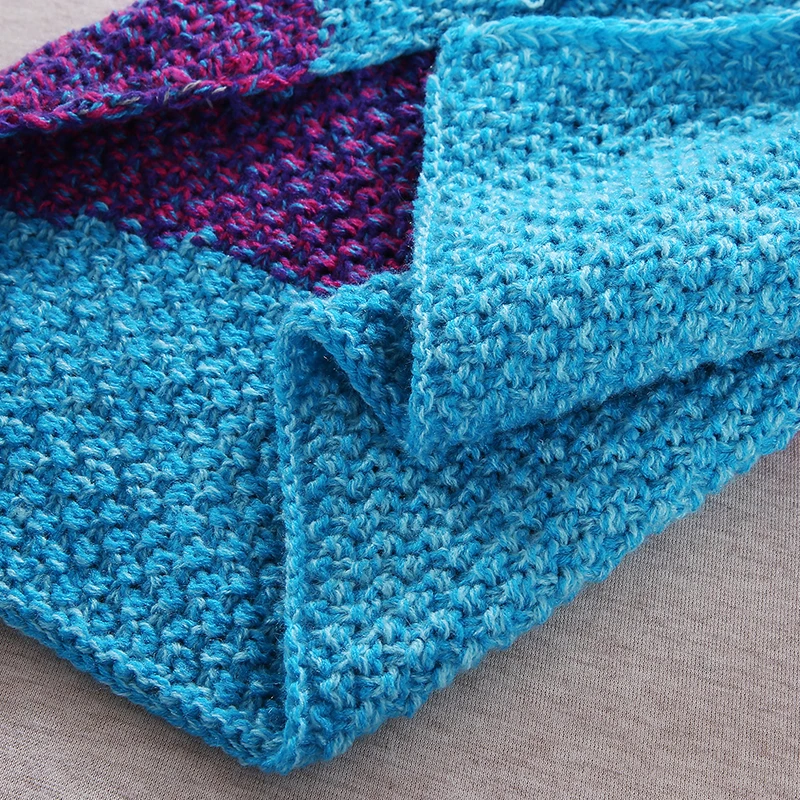 Одеяло ручной работы с синей полосой 2 размера | Дом и сад