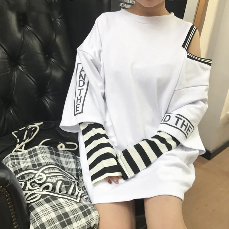1 шт Harajuku поддельные из двух частей футболка Топы с принтом букв модные длинные