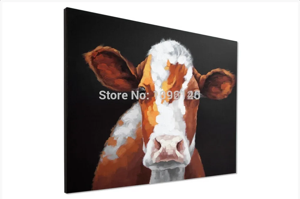 Handmade Modern Beautiful Cow Abstract Decorative Lovely Animal Picture Oil Painting On Canvas Wall Art No Frame Pictures | Дом и сад