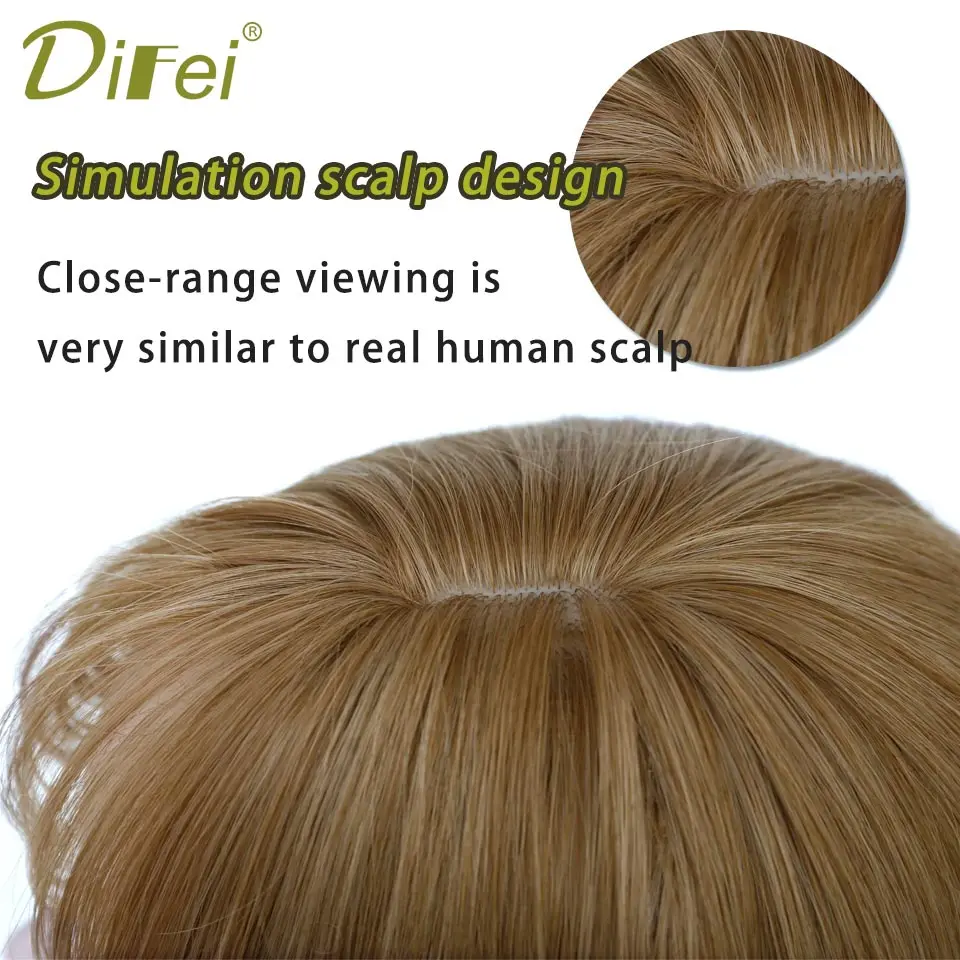 

DIFEI Golden Pink Long Straight Synthetic Hair Multi color Optional Cosplay Wig Heat Resistant Fiber Straight Hair and Bangs