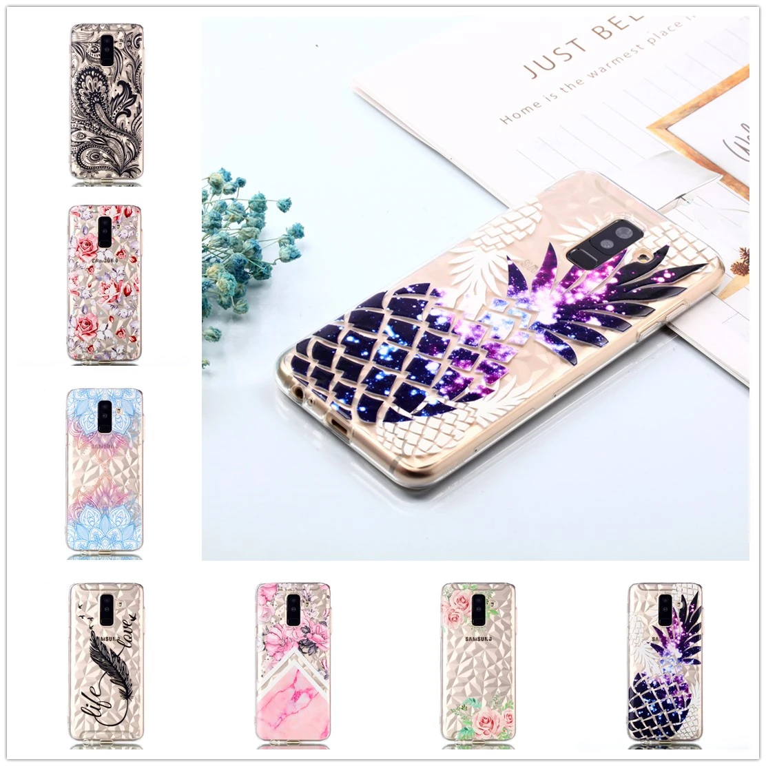 Мягкий чехол для Samsung Note 9 8 Fundas Алмазный Galaxy S9 S8 Plus Coque A7 A6 2018 силиконовый