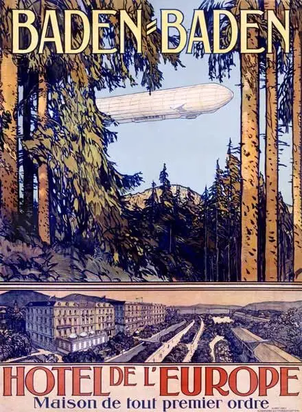 Баден отель пейзаж Германия путешествия Ad Beauty View немецкий ретро ВИНТАЖНЫЙ ПЛАКАТ