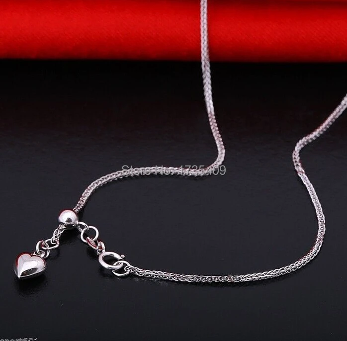 AU750 Solid White Gold Necklace / Adjustable Foxtail Chain 2.5g / 17.7" L
