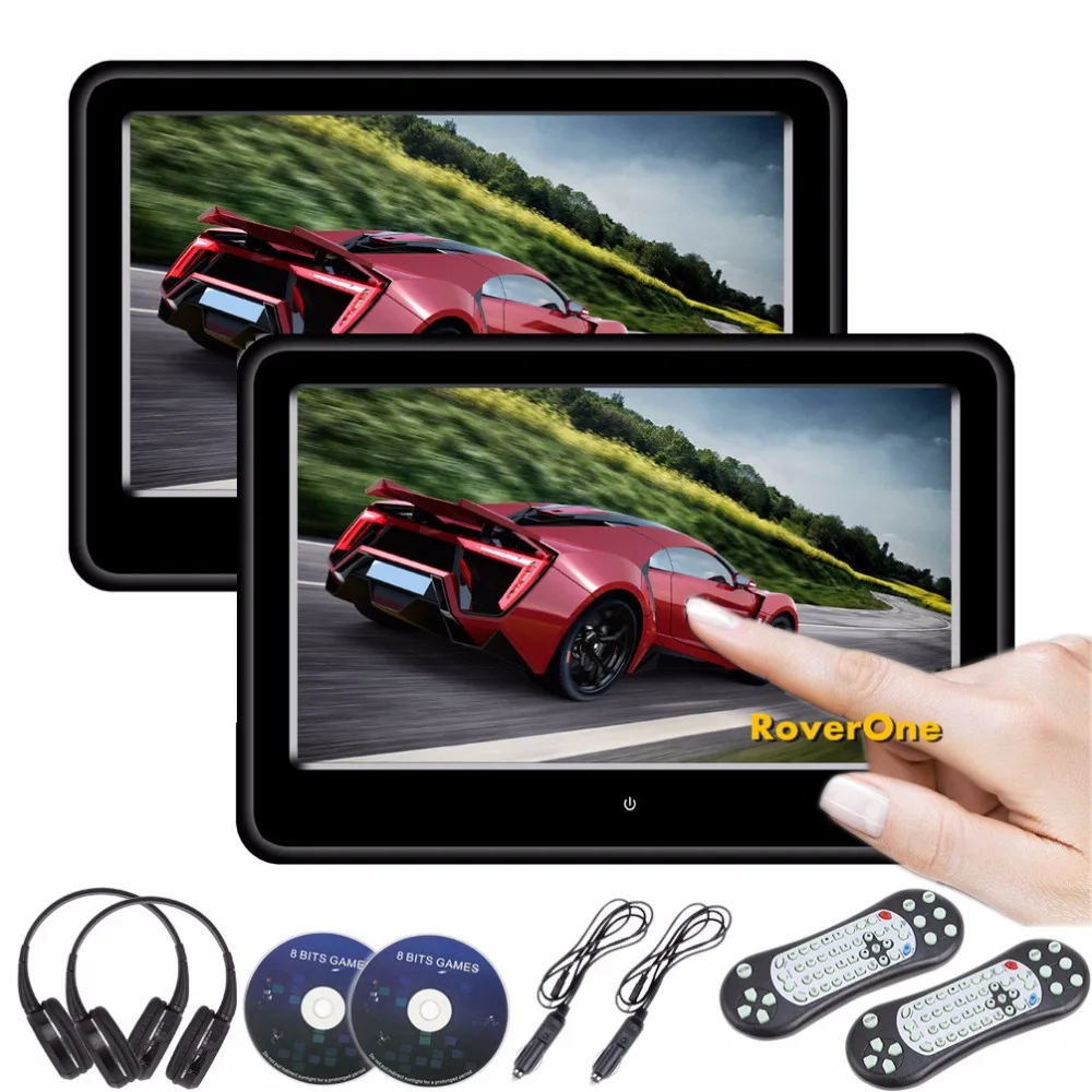 RoverOne 2 шт. X 9 ''сенсорный экран автомобильный подголовник монитор dvd плеер с