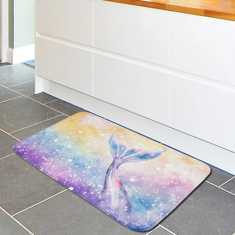 

Zeegle Household Mats Fish Tail Doormat Outdoor Rugs Non-slip Kids Room Carpet Bathroom Mats Kitchen Carpet Absorbent Floor Mat