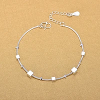 high quality silver color cube strand snake chain bracelets for women fashion jewelry 2022