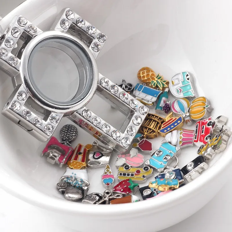 

F453 Crystal Enamel Black Dog Paw Floating Locket Charms For Glass Locket 7*8mm