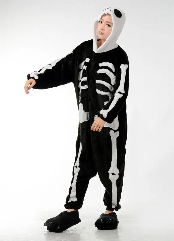 Комбинезон мужской/женский черный с черепом комбинезон для взрослых в виде