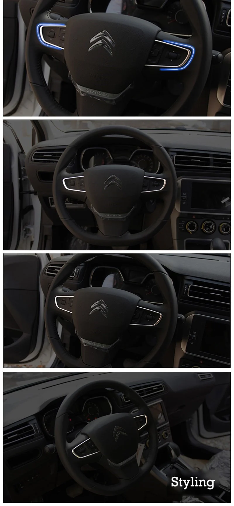 2 шт. накладка на руль подходит для PEUGEOT 508 2011- 408- хромированная центральная консоль внутренняя отделка из нержавеющей стали