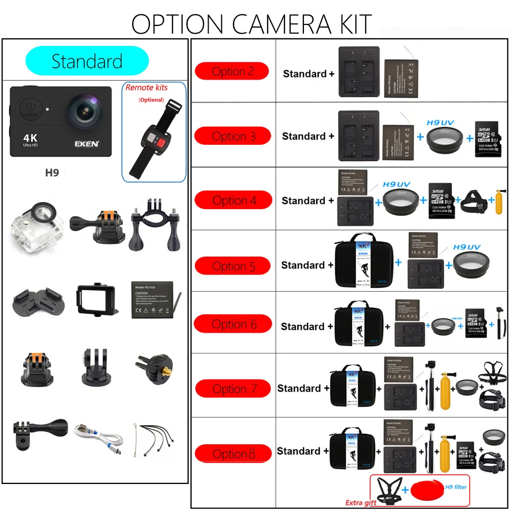 

Original EKEN H9 H9R Ultra HD 4K 30fps Action Camera 30m waterproof 2-inch LCD Screen Wi-Fi Remote Go Extreme pro Sports Camera