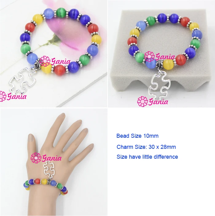 Новое поступление женский браслет 10 мм с бусинами из опала пазлом подвесками для