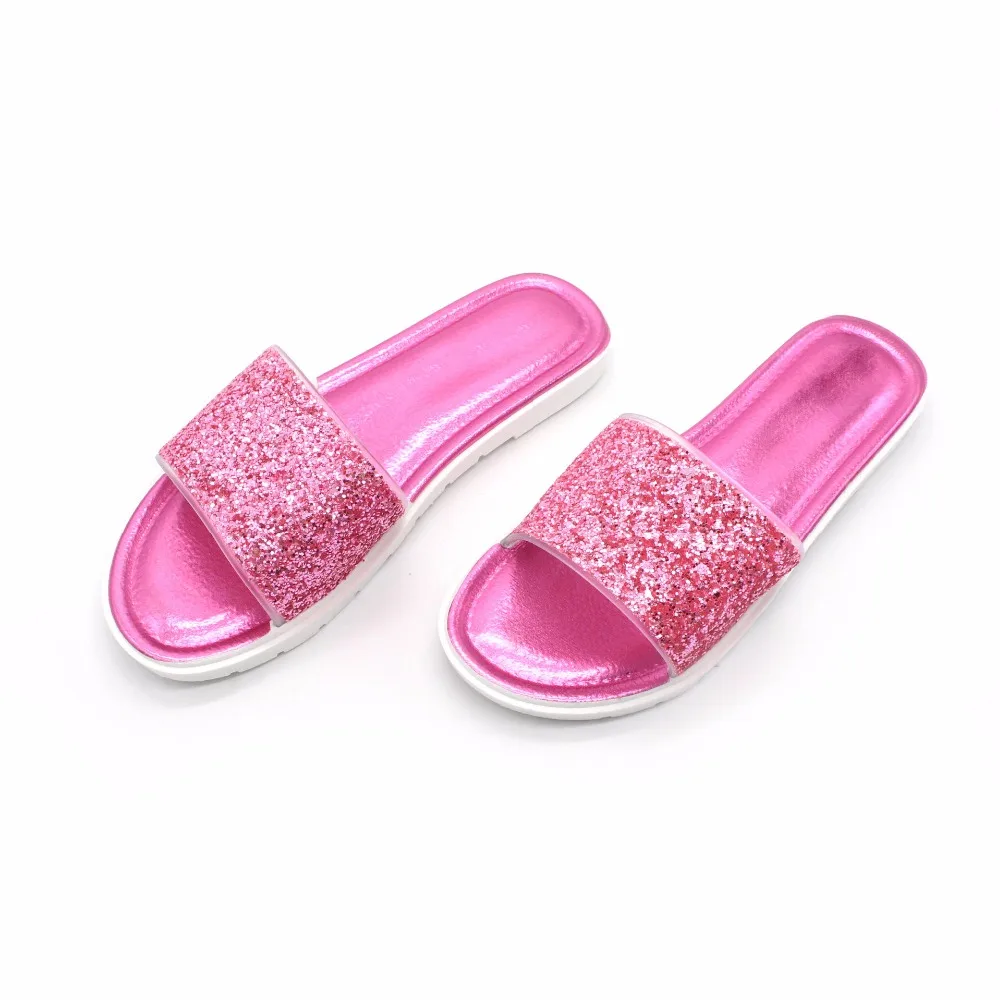 Fashion 2018 Summer Women Shoes Casual Crystal Slipper Sequins Beach Flat Slides Soft Comfortable Pu Leather size 36-41 | Обувь