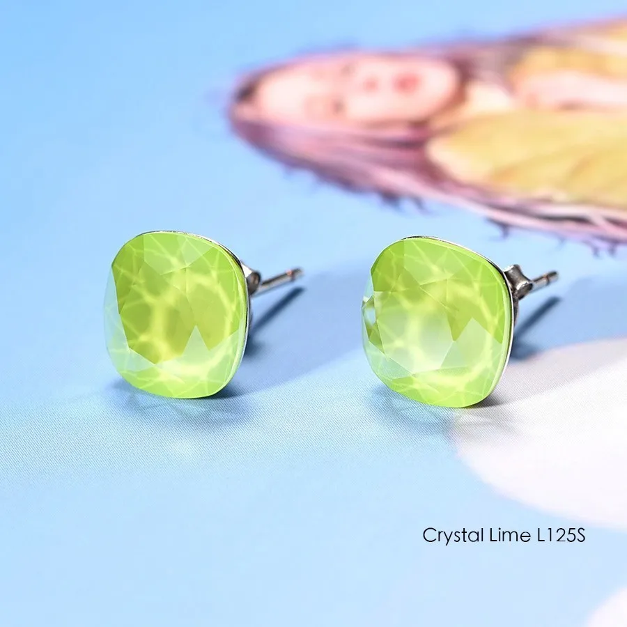 L125S Crystals From Swarovski Stud Earrings For Women New Fashion Sterling silver Earrings Piercing Earring Elegant Wedding Jewelry - Окраска металла: L125S