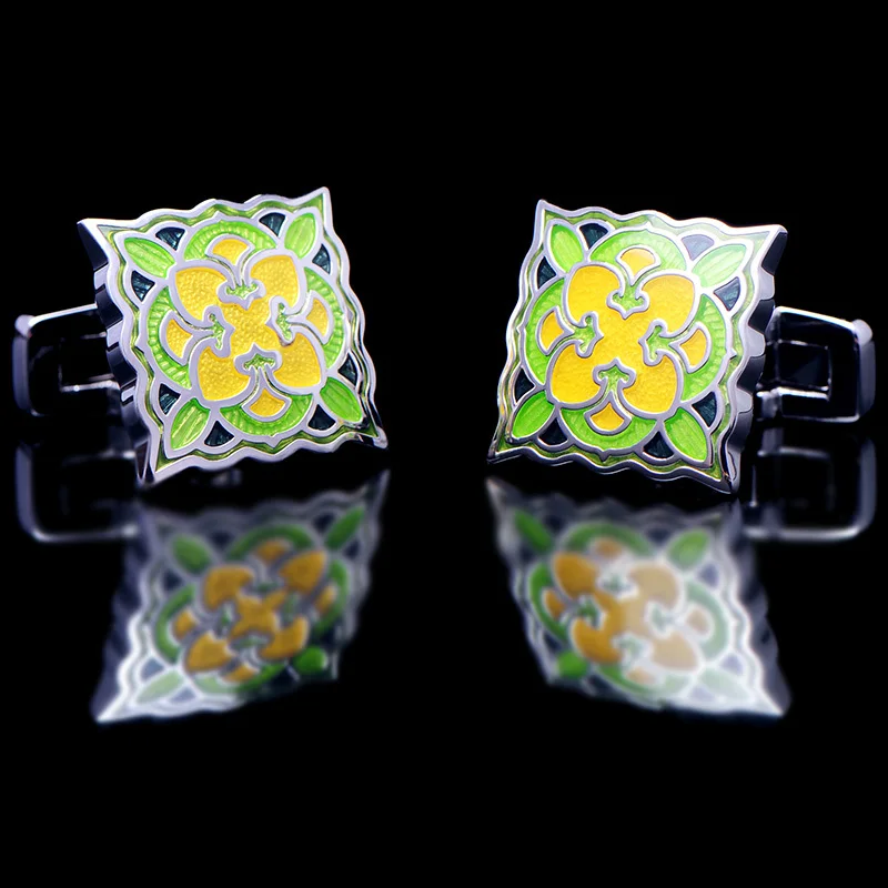 KFLK модные популярные запонки для рубашек мужчин брендовые на пуговицах зеленая