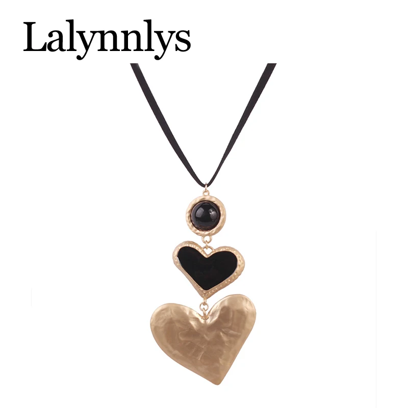 Lalynnlys Boho ZA ожерелье с подвеской в виде сердца, винтажные массивные Стразы, ожерелье s для женщин, ювелирные изделия, подарки, горячая Распродажа N68041