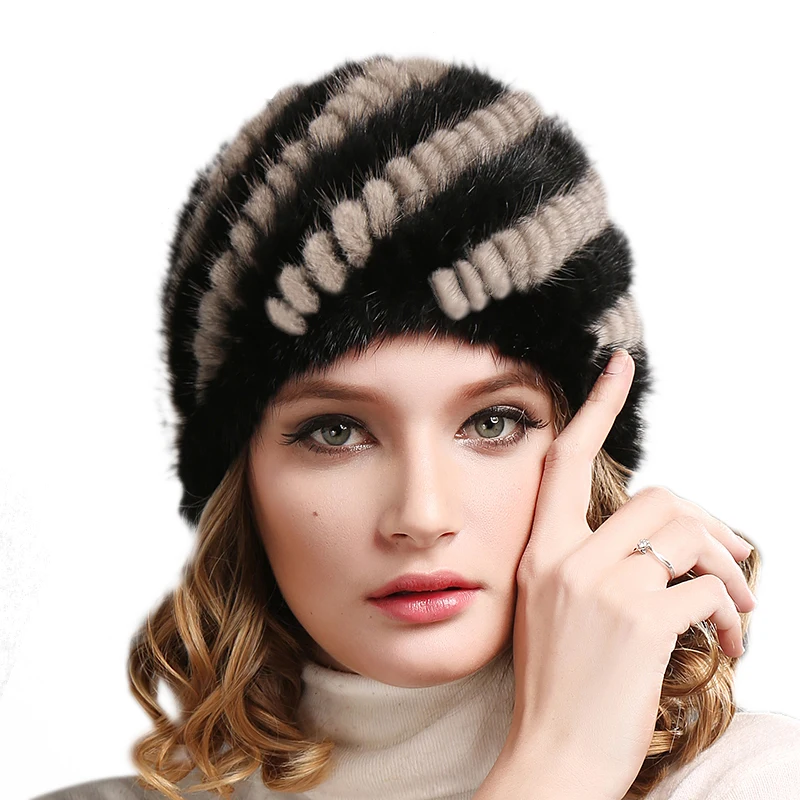 FURTALK Женская шапка из меха норки|knitted mink fur hat|mink hatsfur hat |