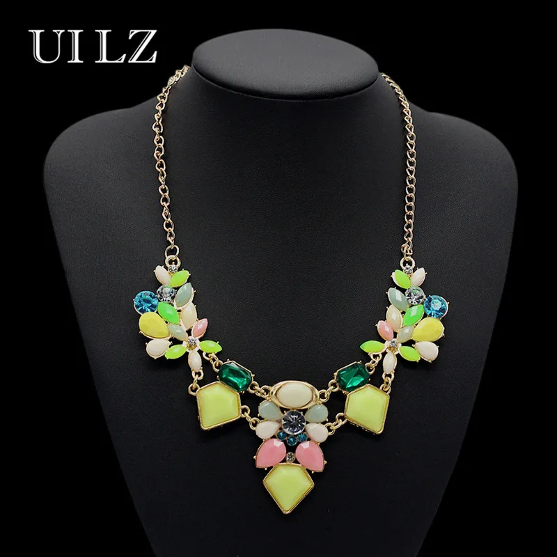 UILZ Новое поступление ResinFashion красочный цветок колье ожерелья и кулоны Модные