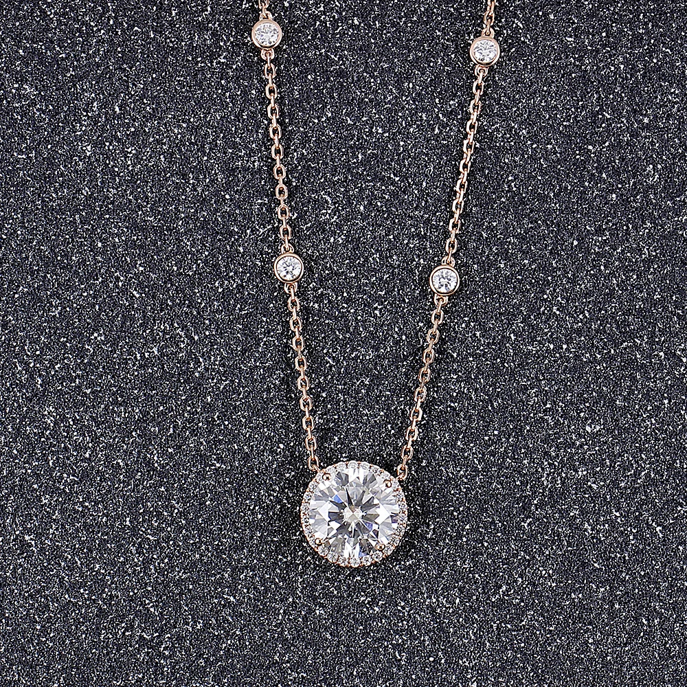 Подвеска ореол 18 К 750 розовое золото подвеска Neckalce Moissanite Center 5ct F Color VVS дюймов