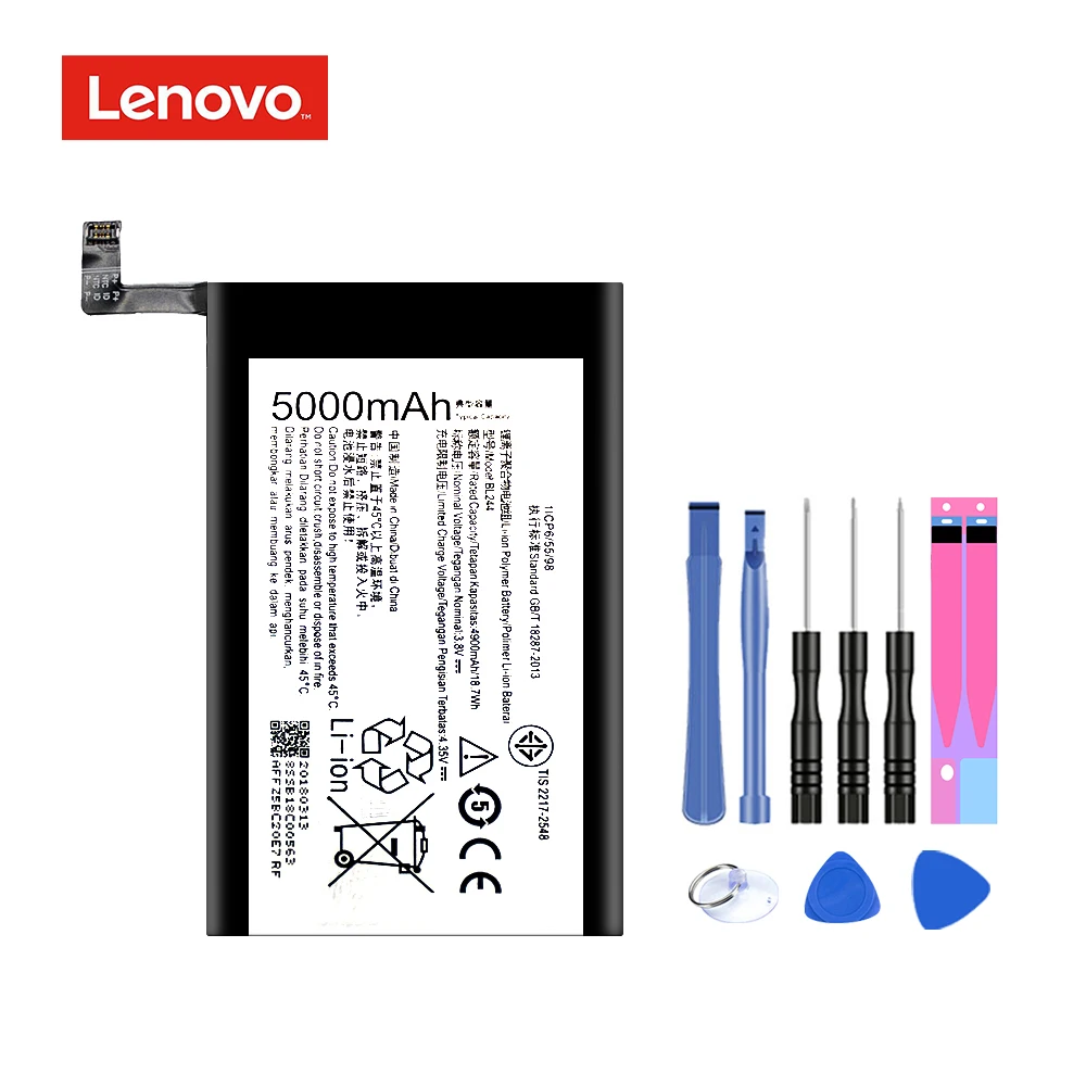 BL244 Аккумулятор для lenovo Vibe P1A42 P1C58 P1C72 P1 литий-ионная аккумуляторная мобильная телефонная батарея Akku 5000 мАч+ Бесплатные инструменты