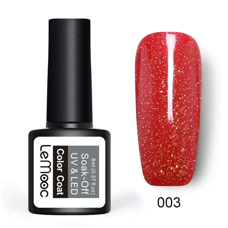 LEMOOC 8ml Glitter Glaze Gel Nail Polish Green Red Shimmer Shining Xmas Soak Off UV Varnish Christmas Art varnish | Красота и