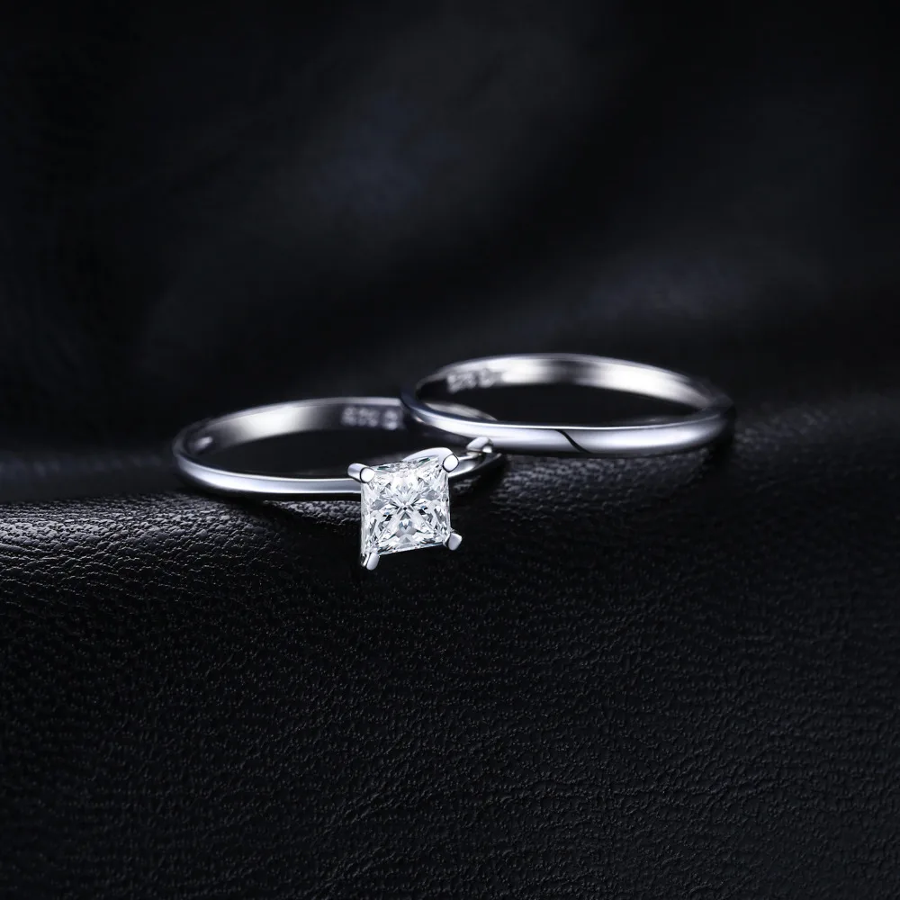Jewelrypalace Принцесса Cut 0.6ct cubic zirconia Wedding Band Solitaire Обручение кольцо Свадебные Наборы