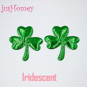 Iridescent Clover 30 шт ткань с блестками в форме клевера аппликации 45 мм ирландский Трилистник 3 в виде четырехлистного клевера тисненый патчи на День Святого Патрика, вечерние украшения - Цвет: Iridescent Clover