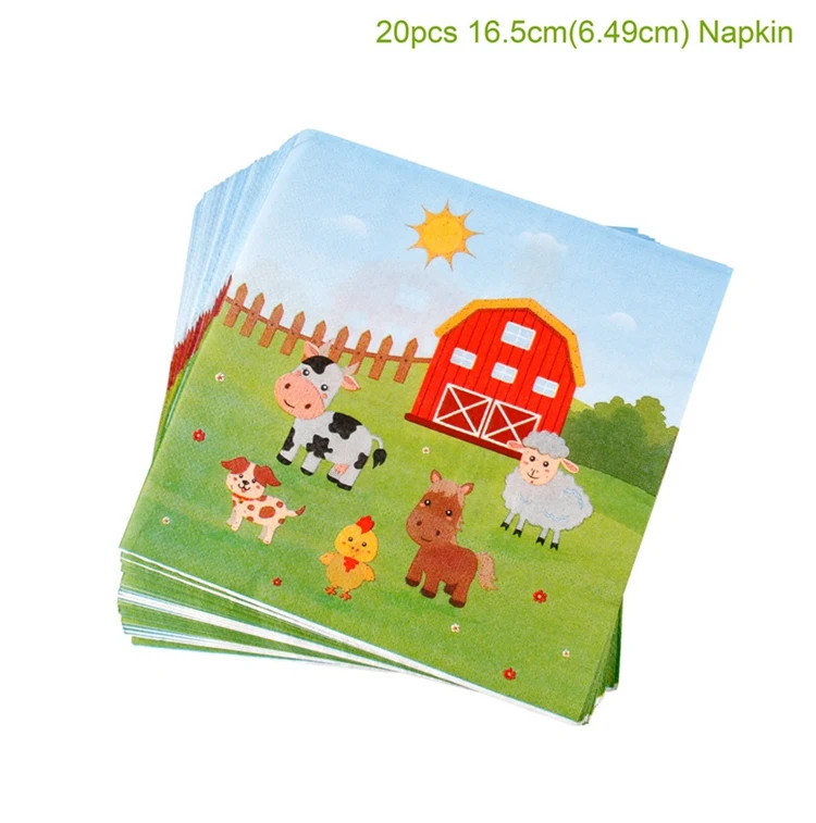 Napkins Животноводческая ферма чашка салфетка тарелка одноразовые принадлежности для вечеринок посуда фермы День рождения посуда в виде животных комплект Декор для вечеринки в честь Дня Рождения - Цвет: Napkins