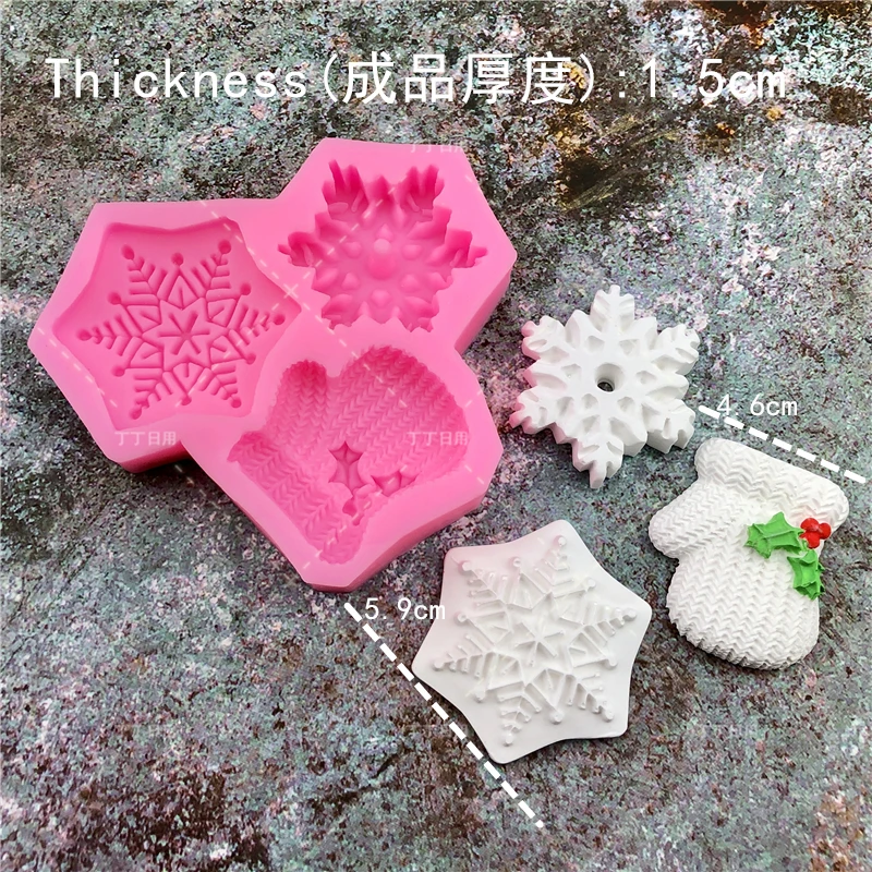 Рождественские перчатки Снежинка силиконовый помадка мыло 3D форма для торта