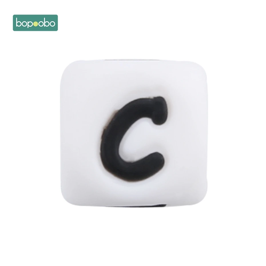 Letter C Bopobo 10 шт., силиконовые бусины-прорезыватели для грызунов для малышей, силиконовые бусины-прорезыватели с жемчугом, 10 мм, Детские Силиконовые Бусины-прорезыватели - Цвет: Letter C