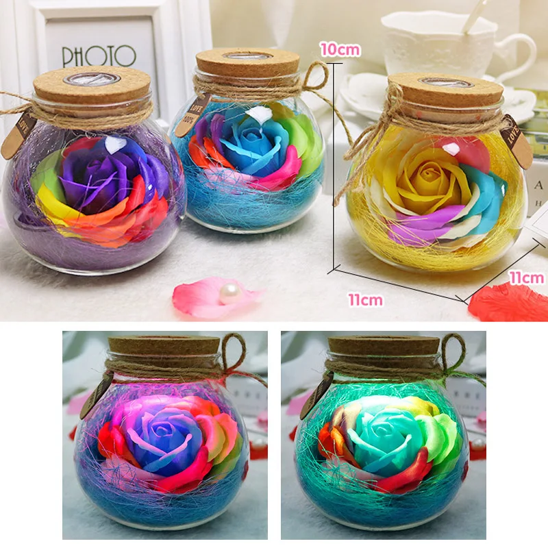 Светодиодная RGB Роза Лампа цветок бутылка светильник с дистанционным