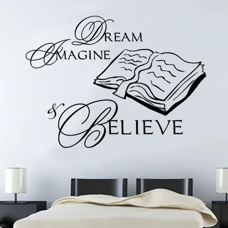 DCTOP Dream Imagine Believe In Book Настенная Наклейка домашний декор водонепроницаемая клейкая