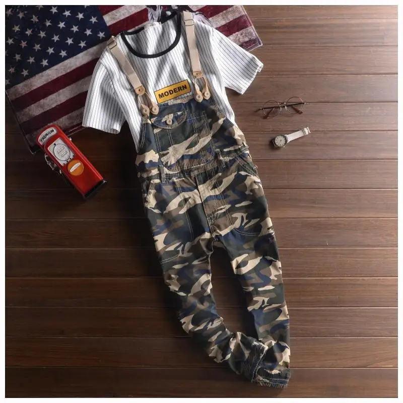 New Fashion Ripped Mens Denim Overalls Jeans Men's Clothing Casual Distrressed Jumpsuit Pants For Man Hommes | Мужская одежда