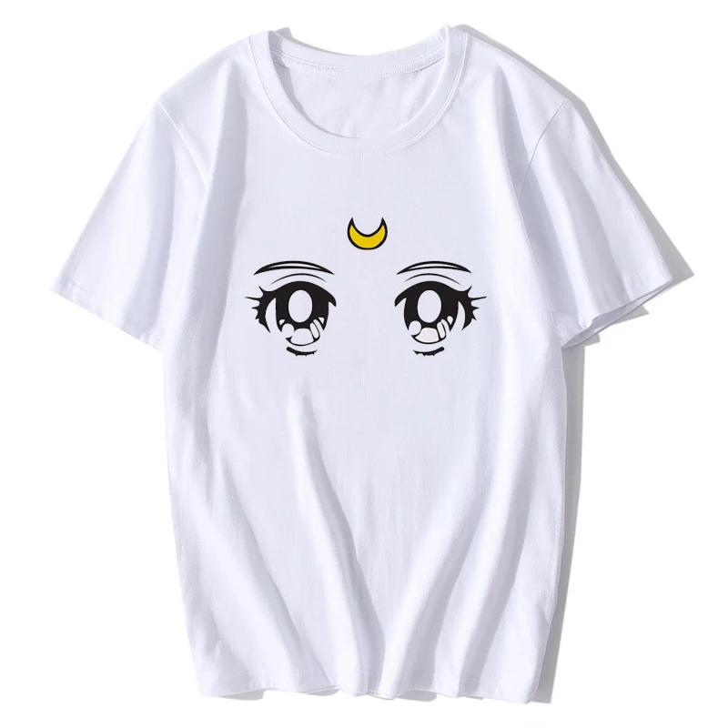 Sailor Moon Eye Футболка женская футболка Harajuku японская аниме Сейлор Мун одежда футболка Женская милая Kawaii летняя футболка - Цвет: Бежевый