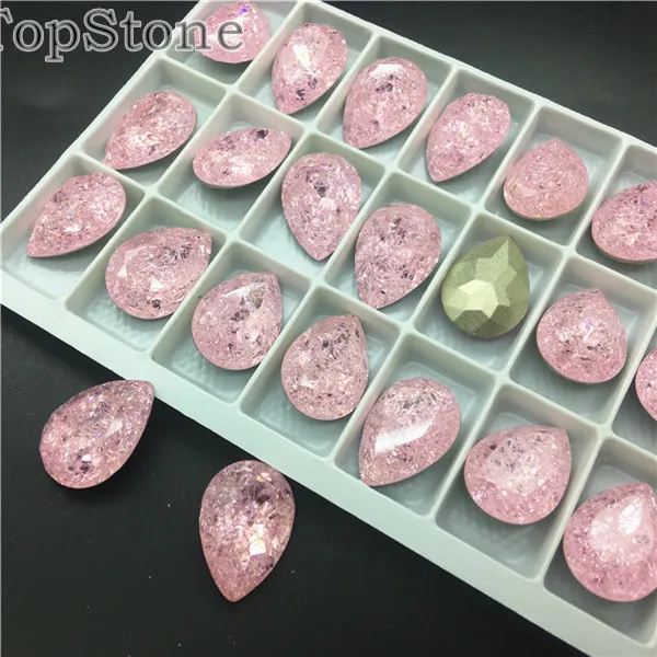 223IC Lt Rose TopStone K9 Ледяной цветок 10x14 13x18 мм стеклянный кристалл в форме слезы необычный Камень Pointback капли Стразы ювелирные изделия бусины без отверстий смешанные - Цвет: 223IC Lt Rose