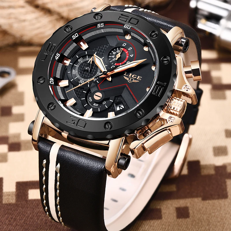 Человек смотреть 2018 Relogio Masculino LIGE Chronographe Hommes Montre мужские военные спортивные часы