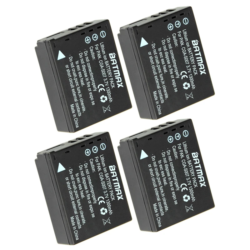 Батареи для фотоаппарата Panasonic DMC TZ1 TZ2 TZ3 TZ4 TZ5 TZ50 TZ15, 4 шт., 1300 мАч