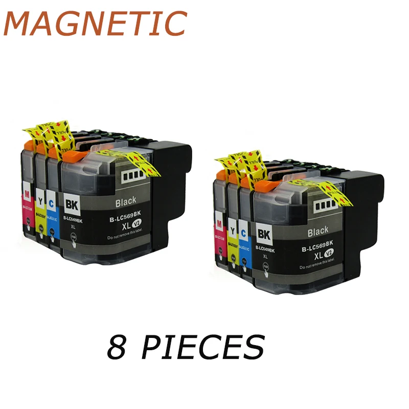 8 штук LC569 LC569XL LC565 LC565XL совместимые картриджи с чернилами для брата MFC J3520 J3720
