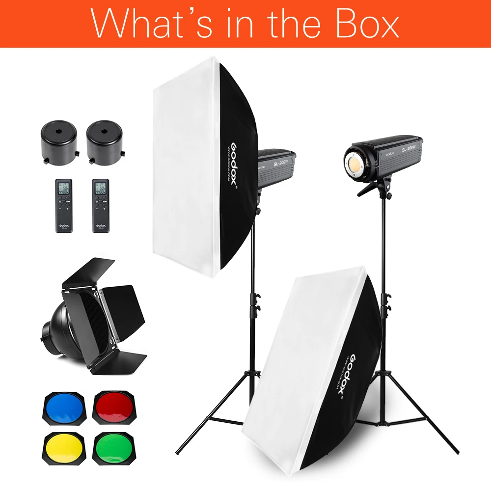 Светодиодный студийный прожектор для видеосъемки Godox 2x SL 200W 400 Вт + осветительная