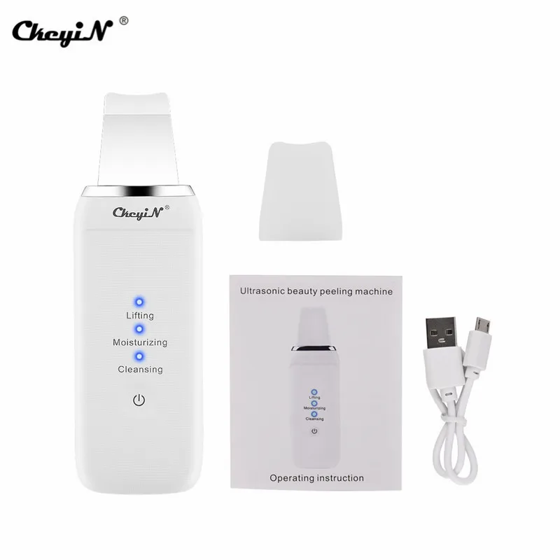 

CkeyiN Rechargeable Ultrasonic Skin Scrubber Facial Cleaner Skin Lifting Face Blackhead Removal Exfoliating Pore Cleaner Tools