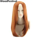 Синтетический оранжевый парик для косплея, женские парики средней длины из термостойкого волокна, 18 дюймов