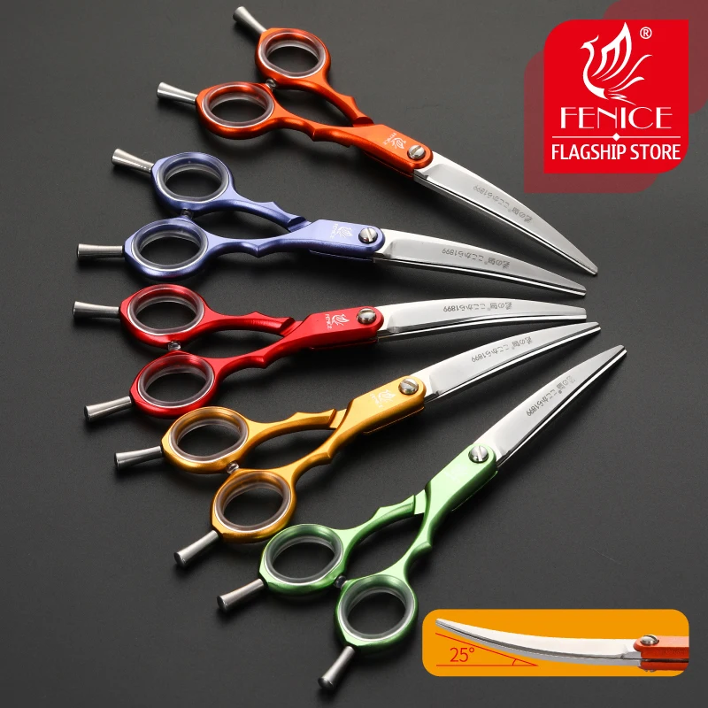 Fenice Professional Pets Grooming Scissors 6.0 inch Aluminum Handle Dog/Cat Hair Cutting Curved Shear