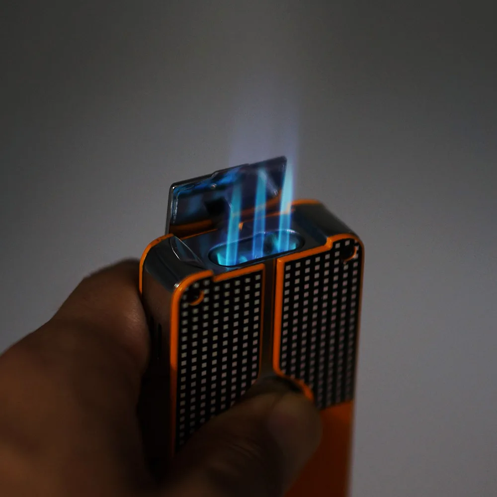 Классический металлический газовый бутан Cohiba 3 фонарь зажигалка для сигарет с